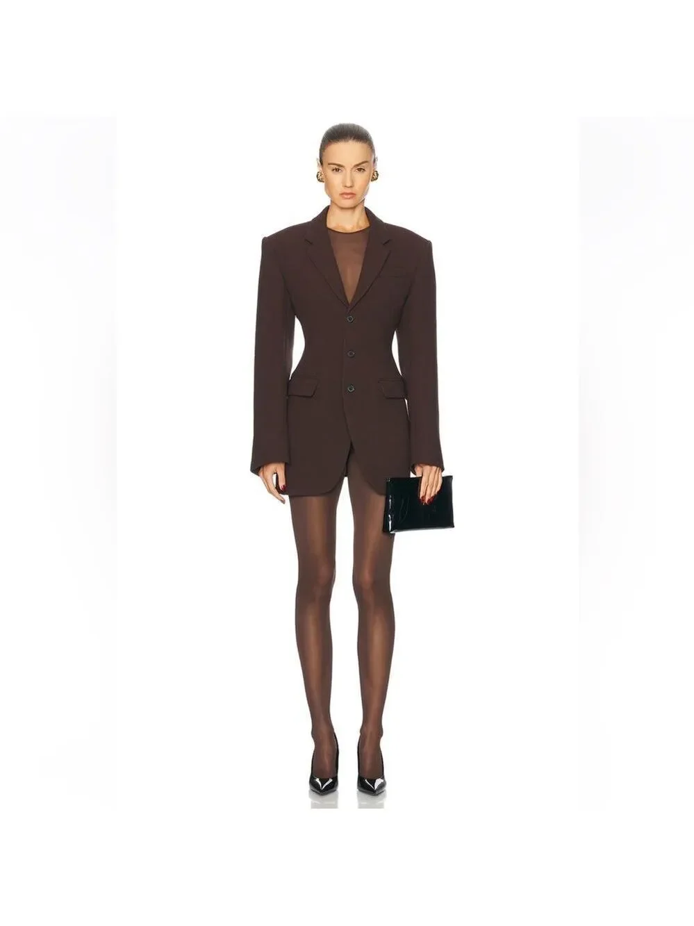 NEW Wardrobe NYC Sheer Tight Dark Brown Size XS